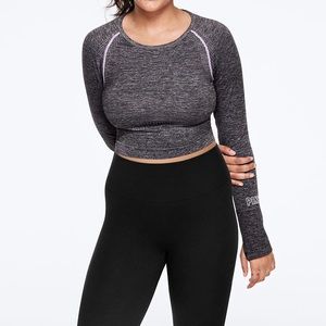 PINK SEAMLESS WORKOUT CROPPED CREW